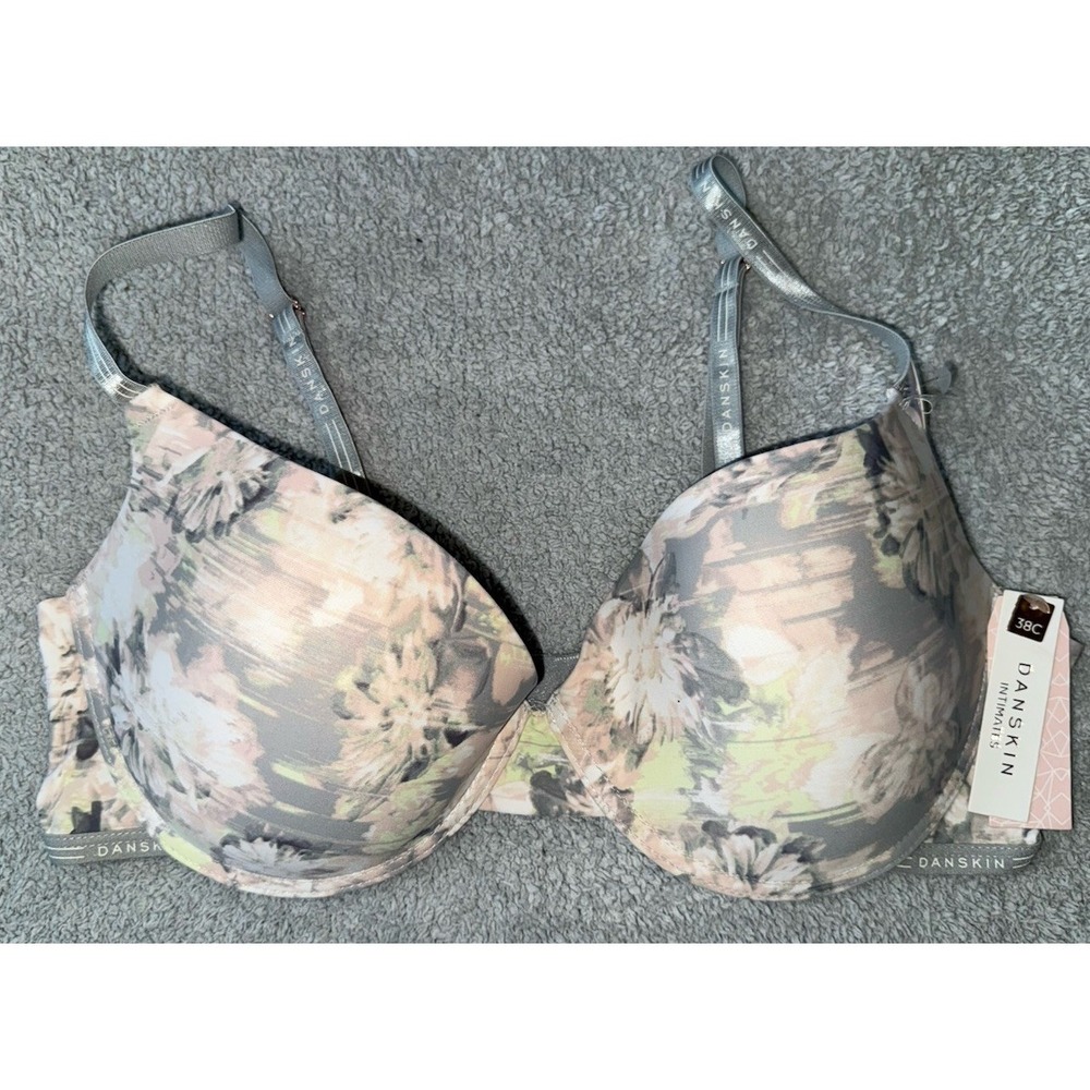 NWT‎ Danskin Intimates Soft Lift Bra 38C Pink/Gray